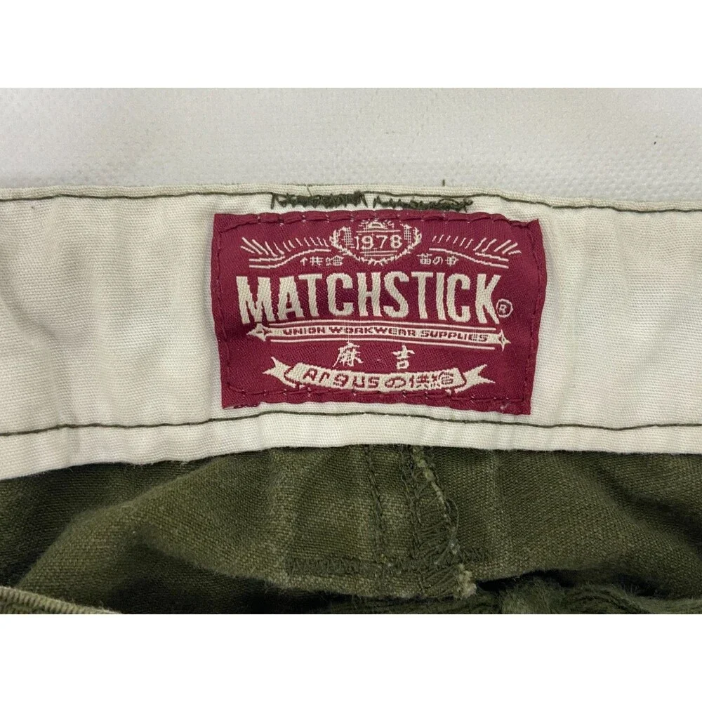Matchstick Men 38 Military Cargo Pants Green Relaxed Outdoors Work Hiking